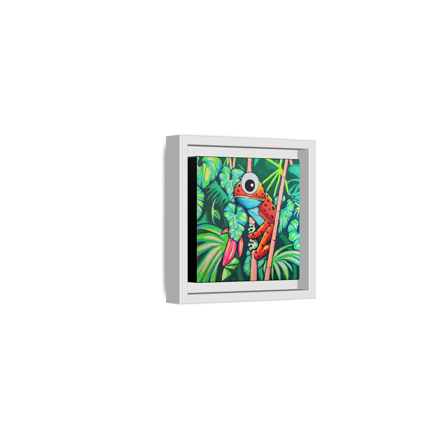 Framed Cyclops Red Frog Canvas Print