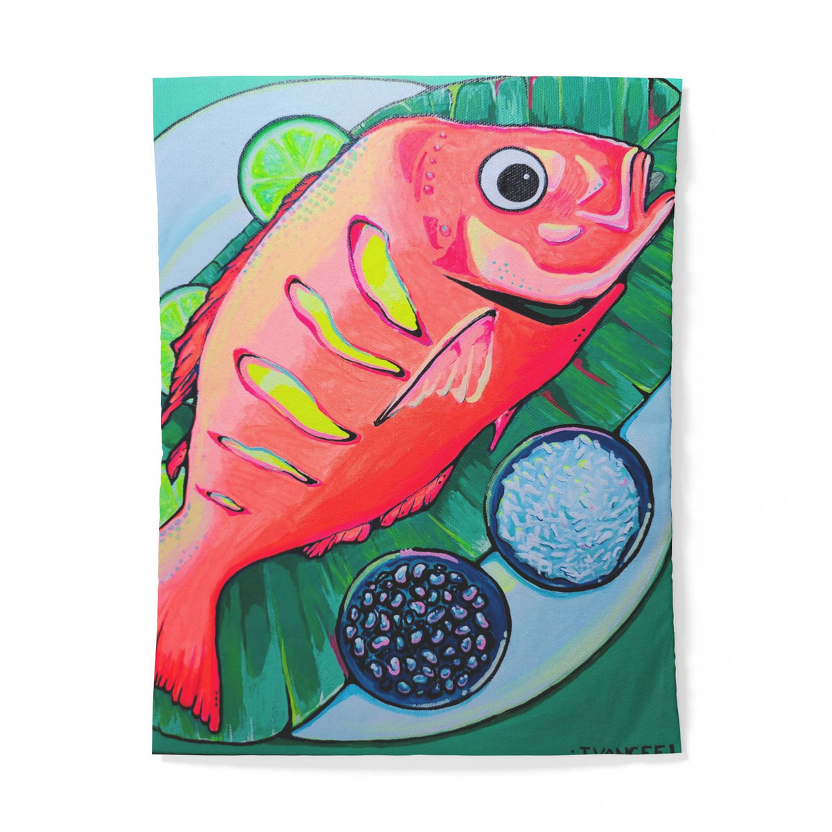 Neon Fried Fish Duvet Cover - neon pop art by Casa Santosha Art