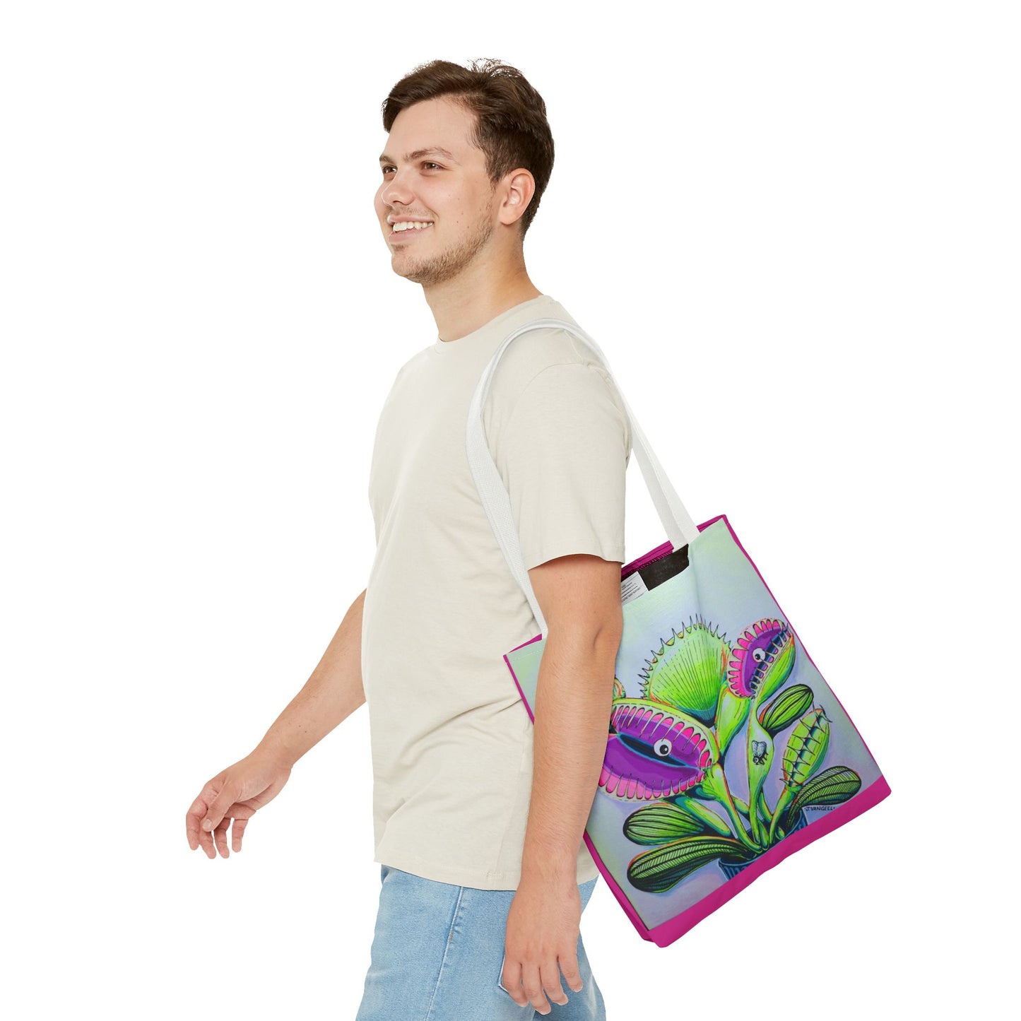 Premium Cyclops Venus Fly Trap Tote Bag, Original Artist Design, Reusable Shopping Tote,  Eco-Friendly
