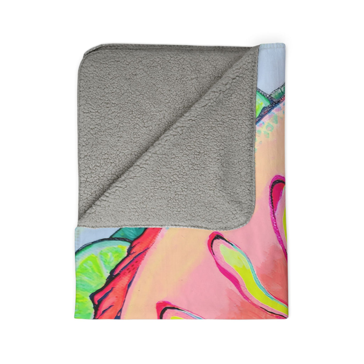 Neon Fried Fish Fleece Sherpa Blanket