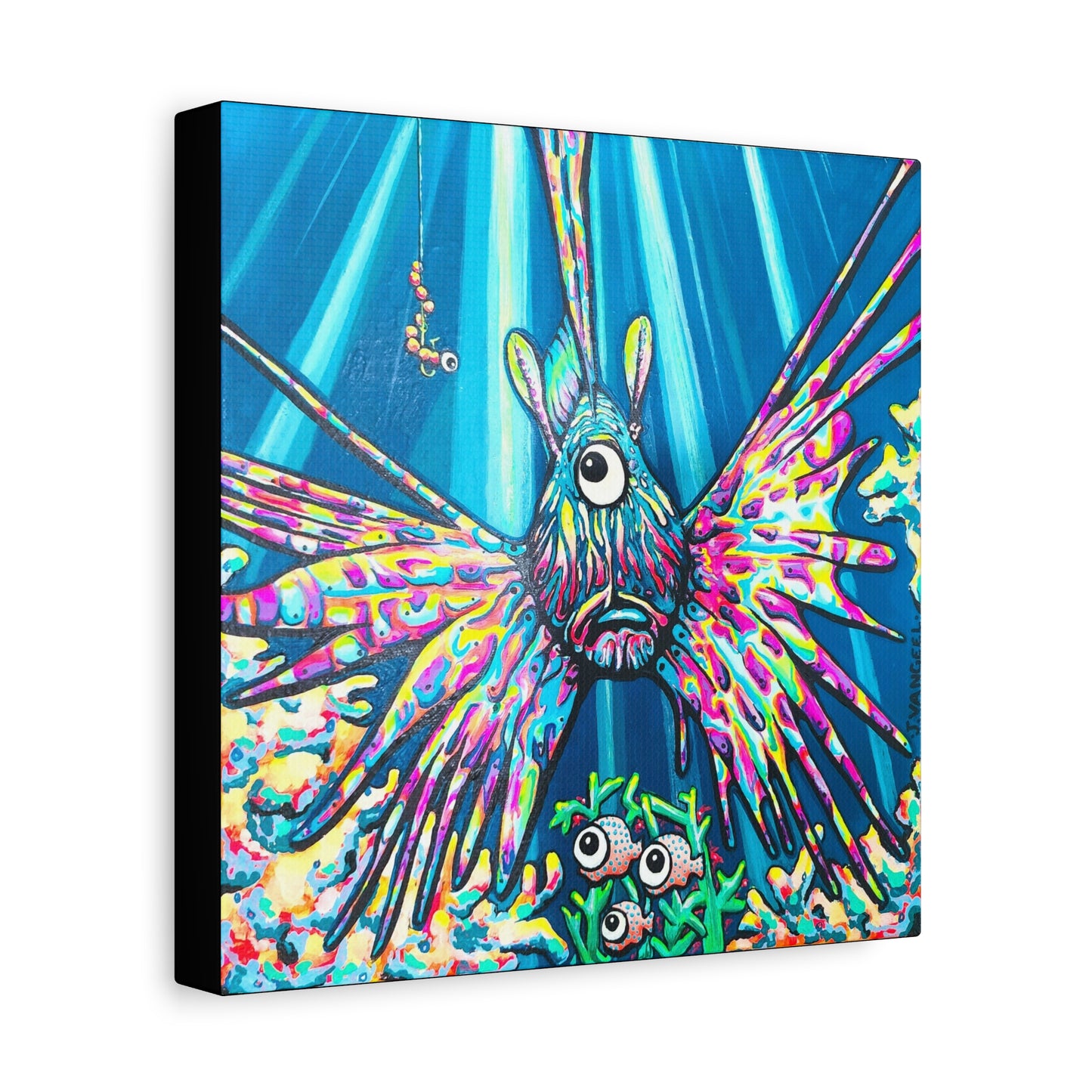 Cyclops Lionfish Original Canvas Art Print, Unique Home Decor, Wall Art