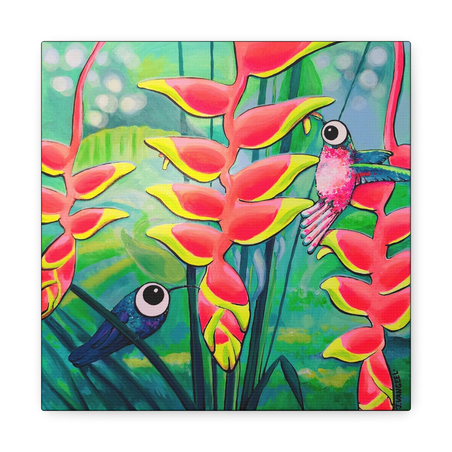 Cyclops Hummingbirds Original Canvas Art Print, Original Artist Design, Home Decor Wall Art