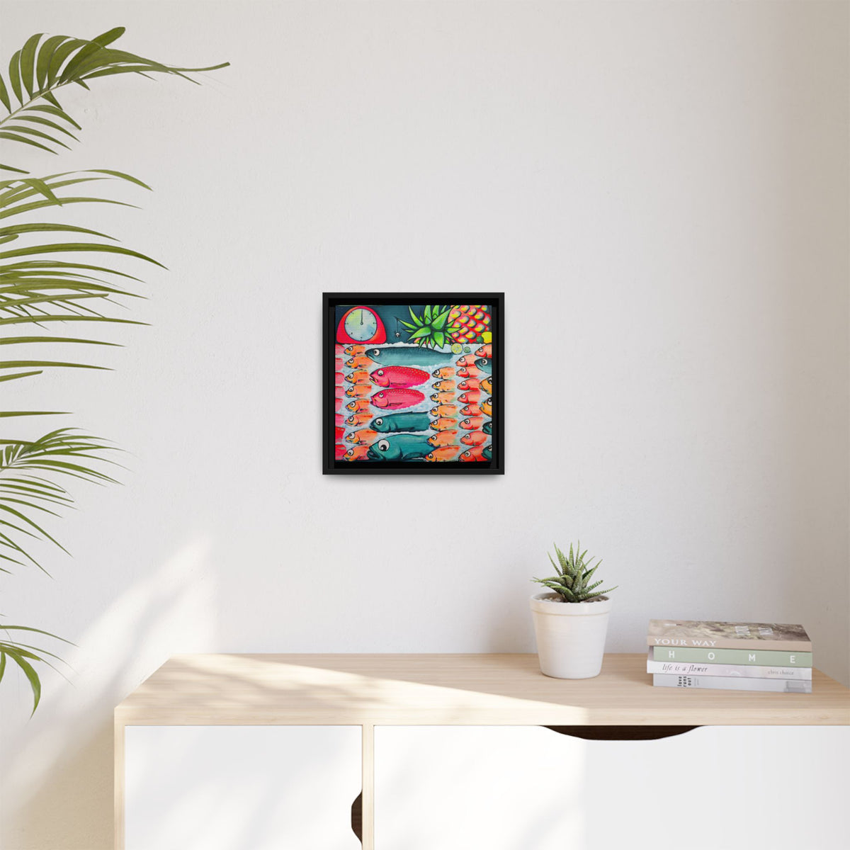 Framed Neon Cabo Fish Market Canvas Wall Art