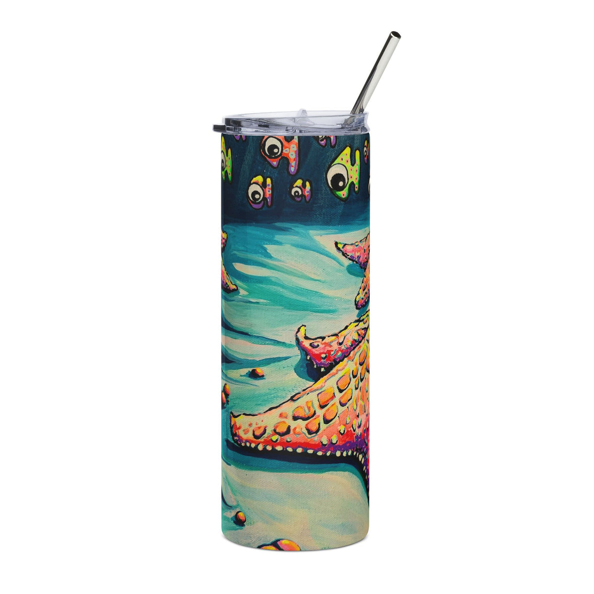 Cyclops Starfish Stainless Steel Tumbler - neon pop art by Casa Santosha Art