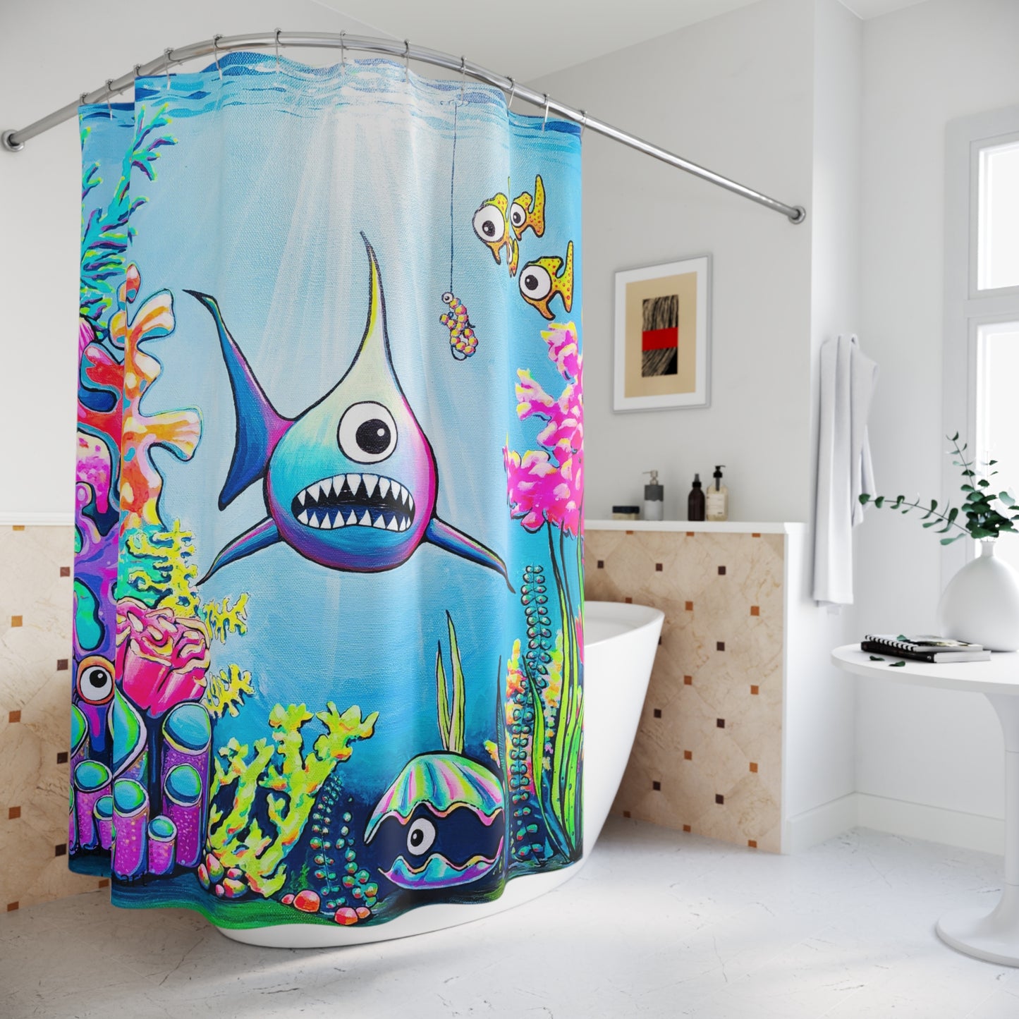 Cyclops Shark Pop Art Shower Curtain