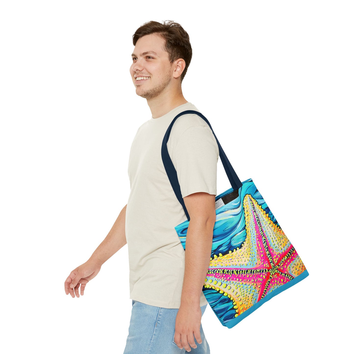 Premium Starfish Beach Bocas Tote Bag, Original Artist Design, Reusable Shopping Tote, Eco-Friendly