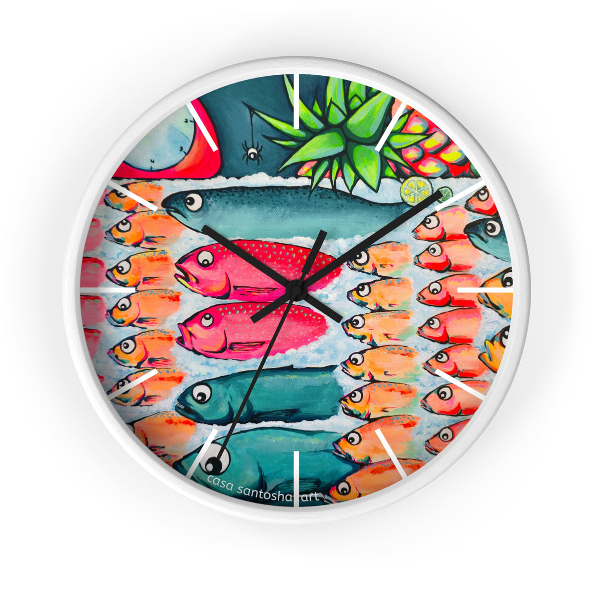 Neon Cabo Fish Market Pop Art Wall Clock
