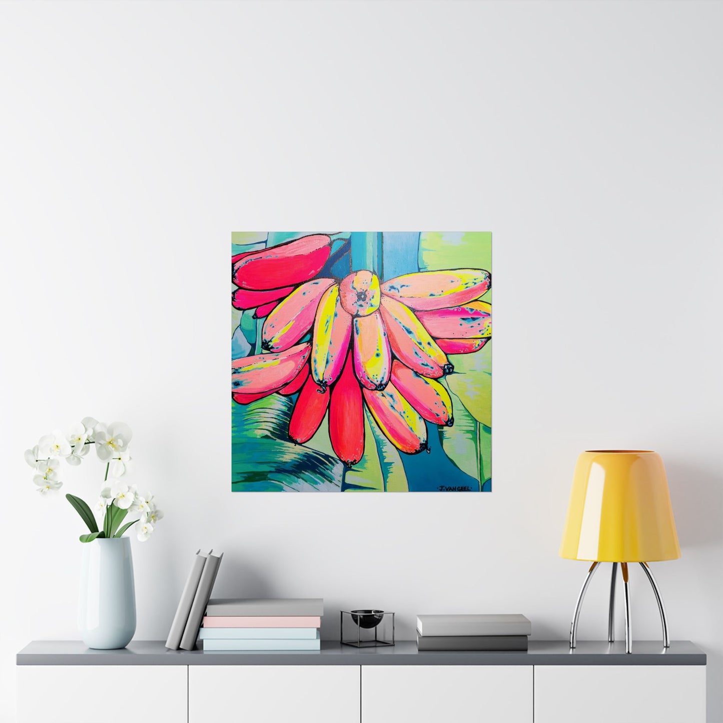 Neon Primitivo Bananas Giclée Art Poster