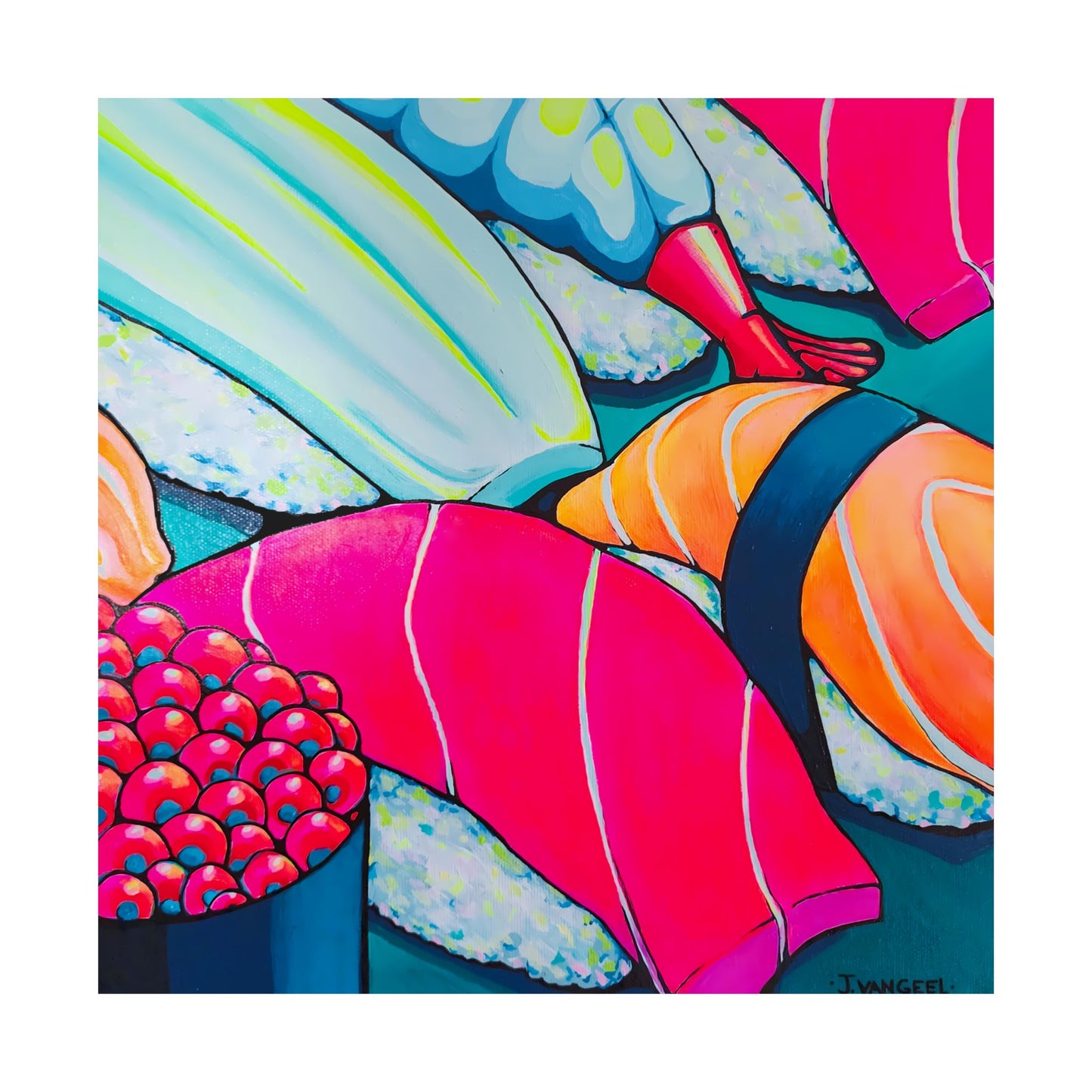Affiche d'art Giclée Sushi Néon