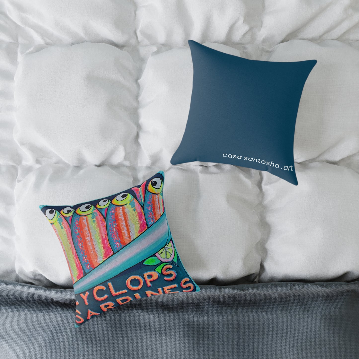 Neon Sardines Art Canvas Decorative Pillow