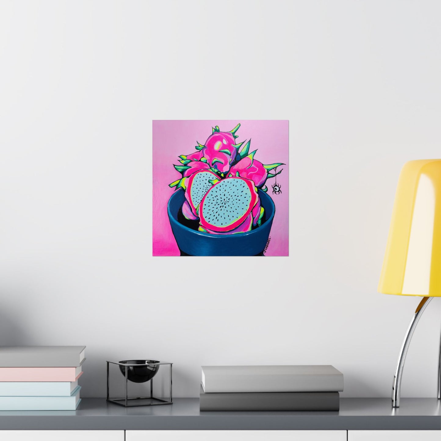 Neon Pink Dragon Fruit Giclée Art Poster
