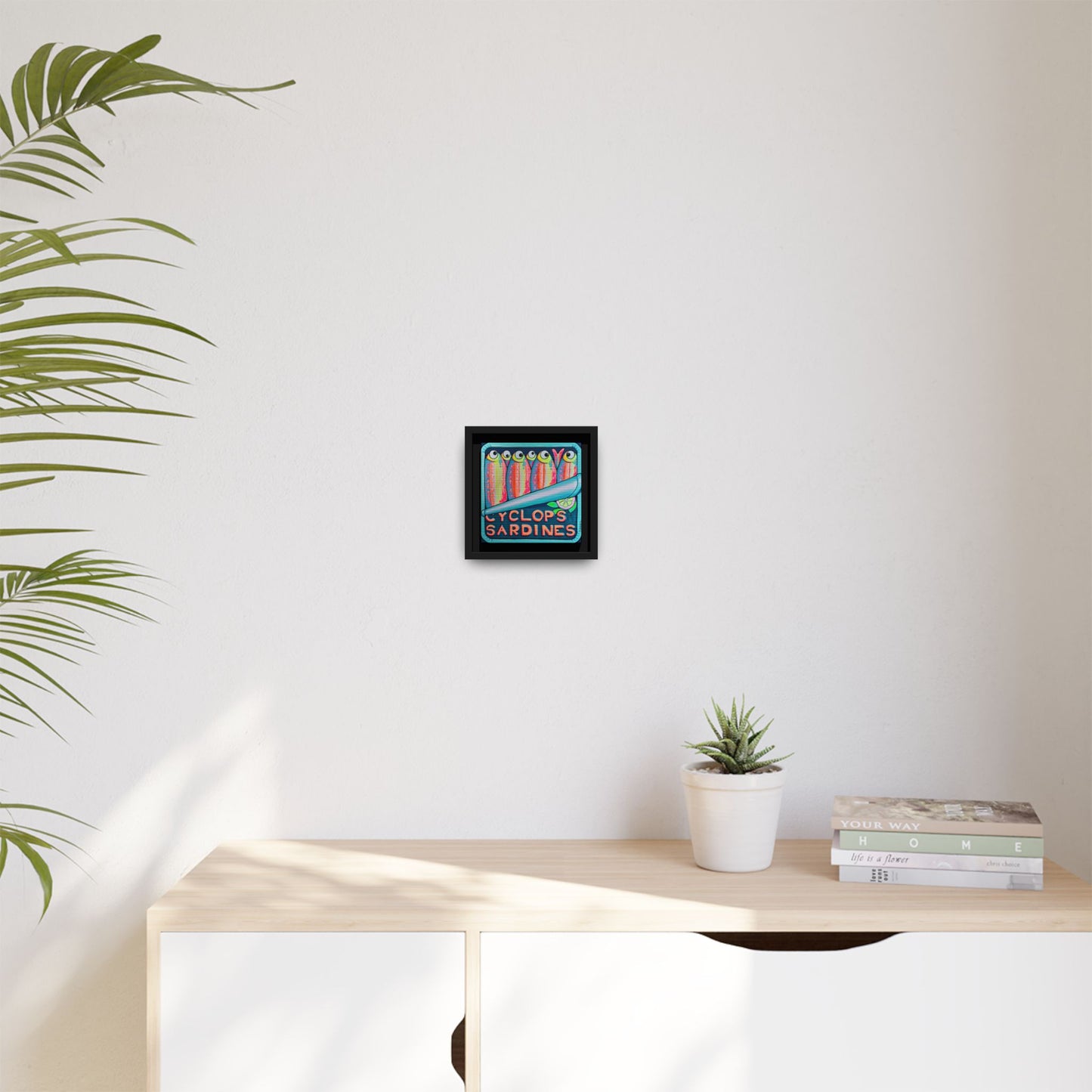 Framed Neon Sardines Canvas Print
