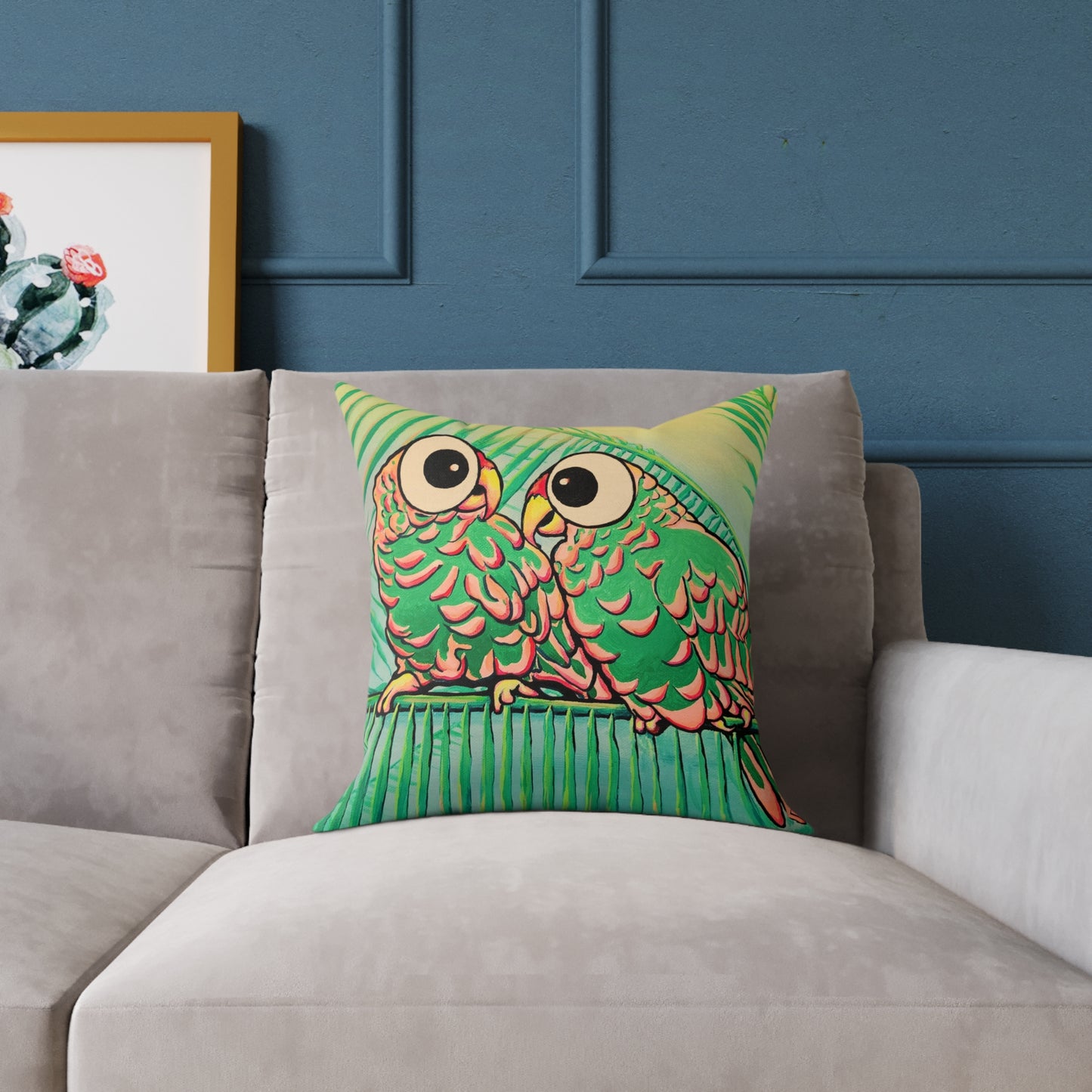 Chatty Cyclops Parrots Art Canvas Decorative Pillow