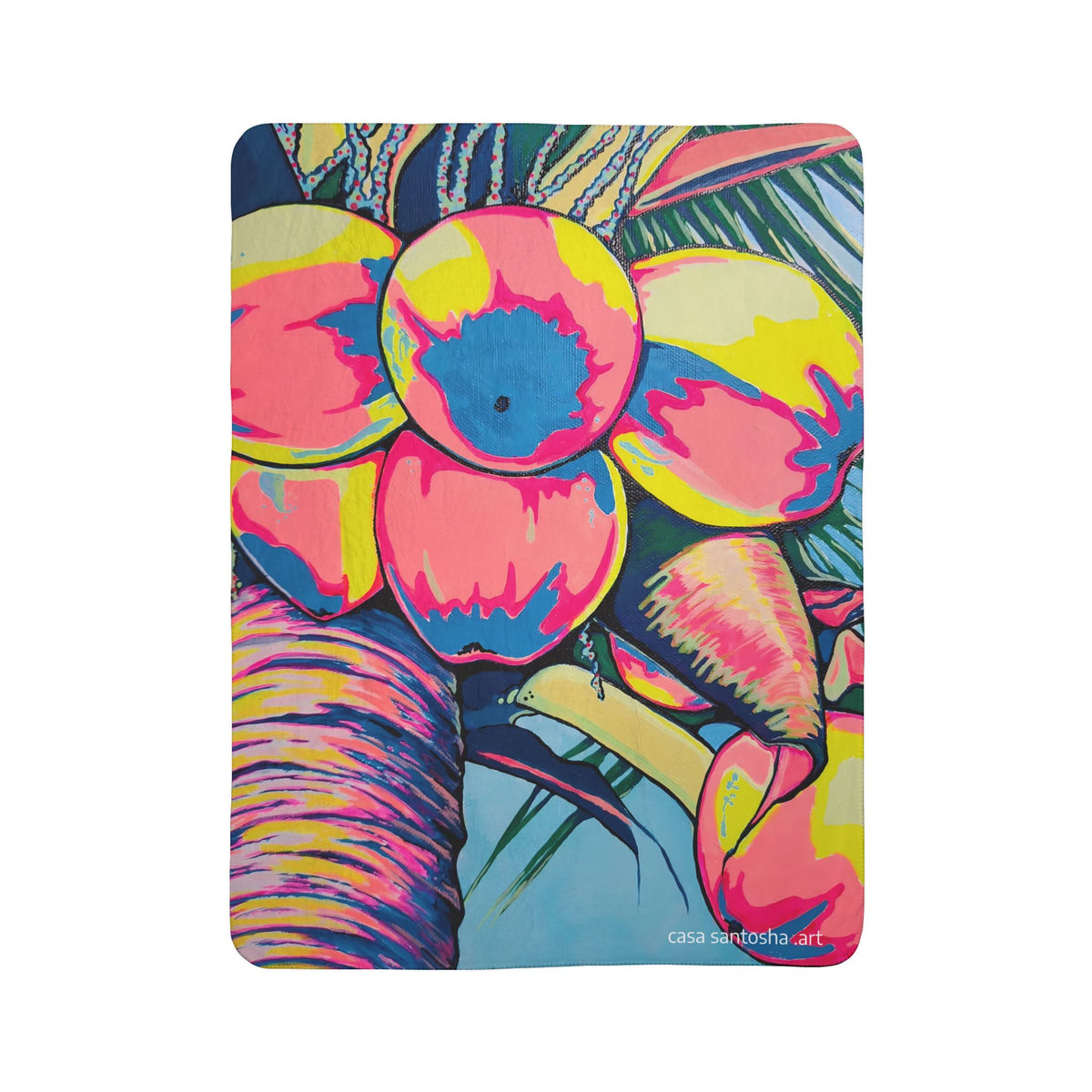 Neon Coconuts Fleece Sherpa Blanket