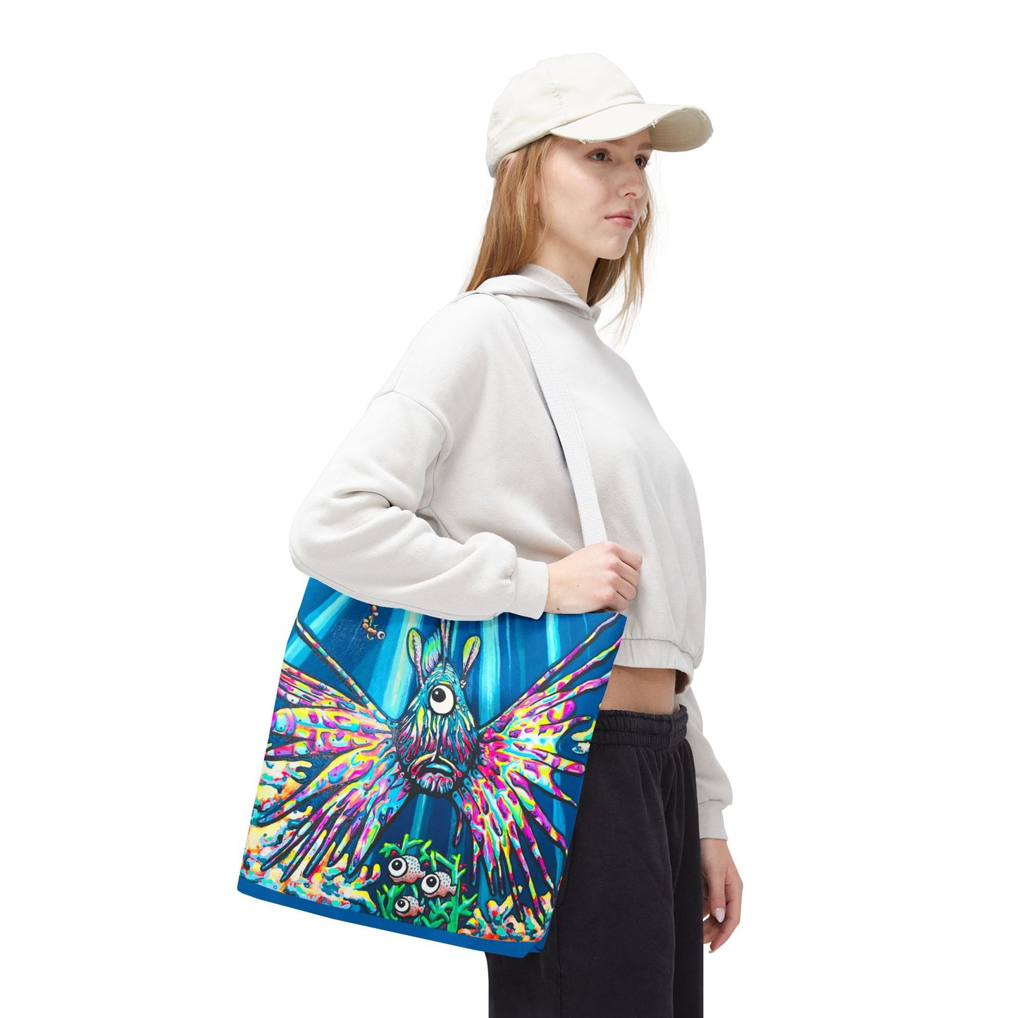 Premium Cyclops Lionfish Tote Bag, Original Artist Design, Reusable Shopping Tote,  Eco-Friendly