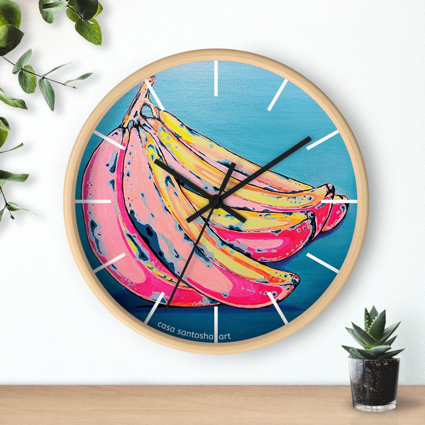 Neon Bananas Pop Art Wall Clock