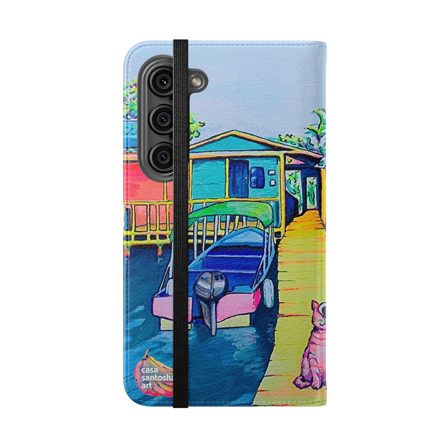 Cyclops Cat and Dog in Bocas Flip Phone Case – Wallet Cover with Card Slots