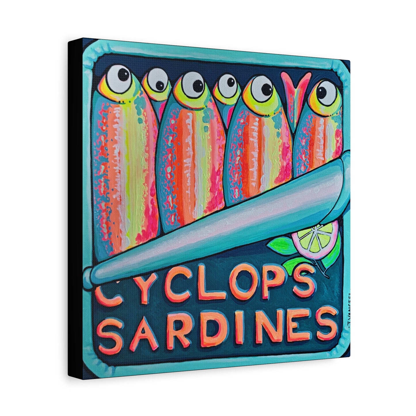 Neon Sardines Canvas Wall Art