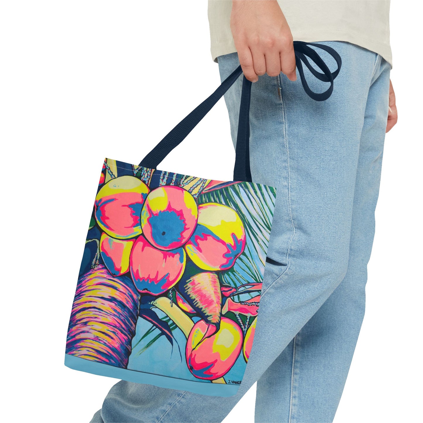 Premium Neon Coconuts Tote Bag, Original Artist Design, Reusable Shopping Tote, Eco-Friendly