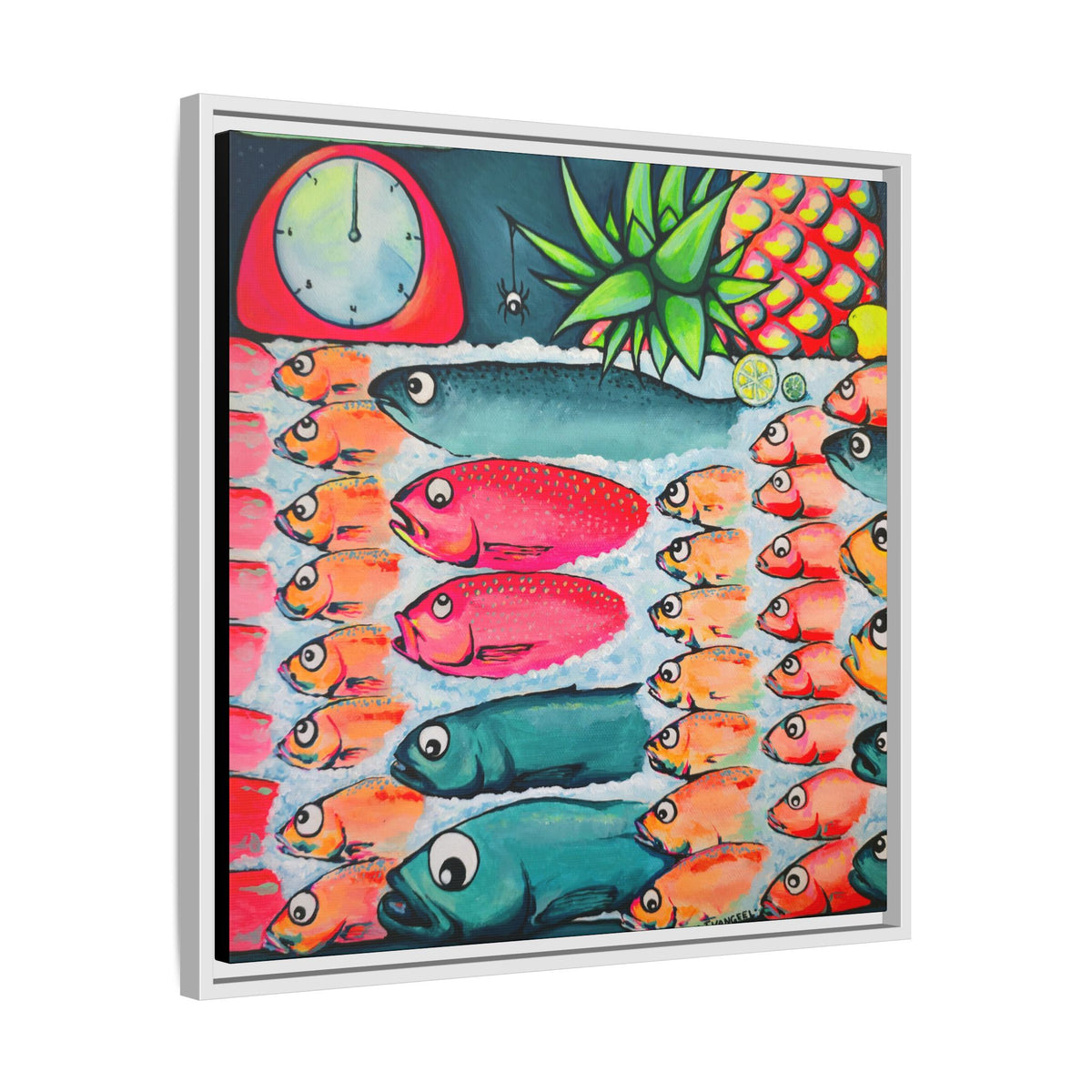 Framed Neon Cabo Fish Market Canvas Wall Art