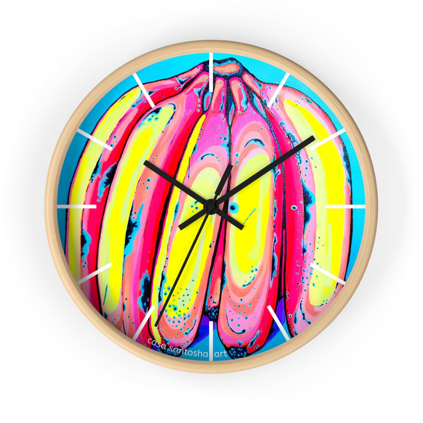 Neon Fat Bananas Pop Art Wall Clock