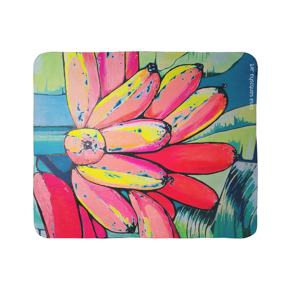 Neon Primitivo Bananas Fleece Sherpa Blanket