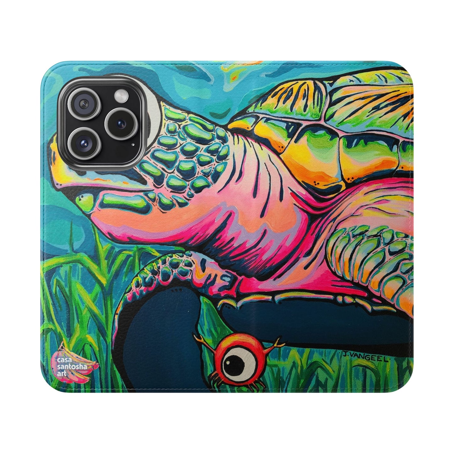 Cyclops Turtle Flip Phone Case – Wallet Cover with Card Slots