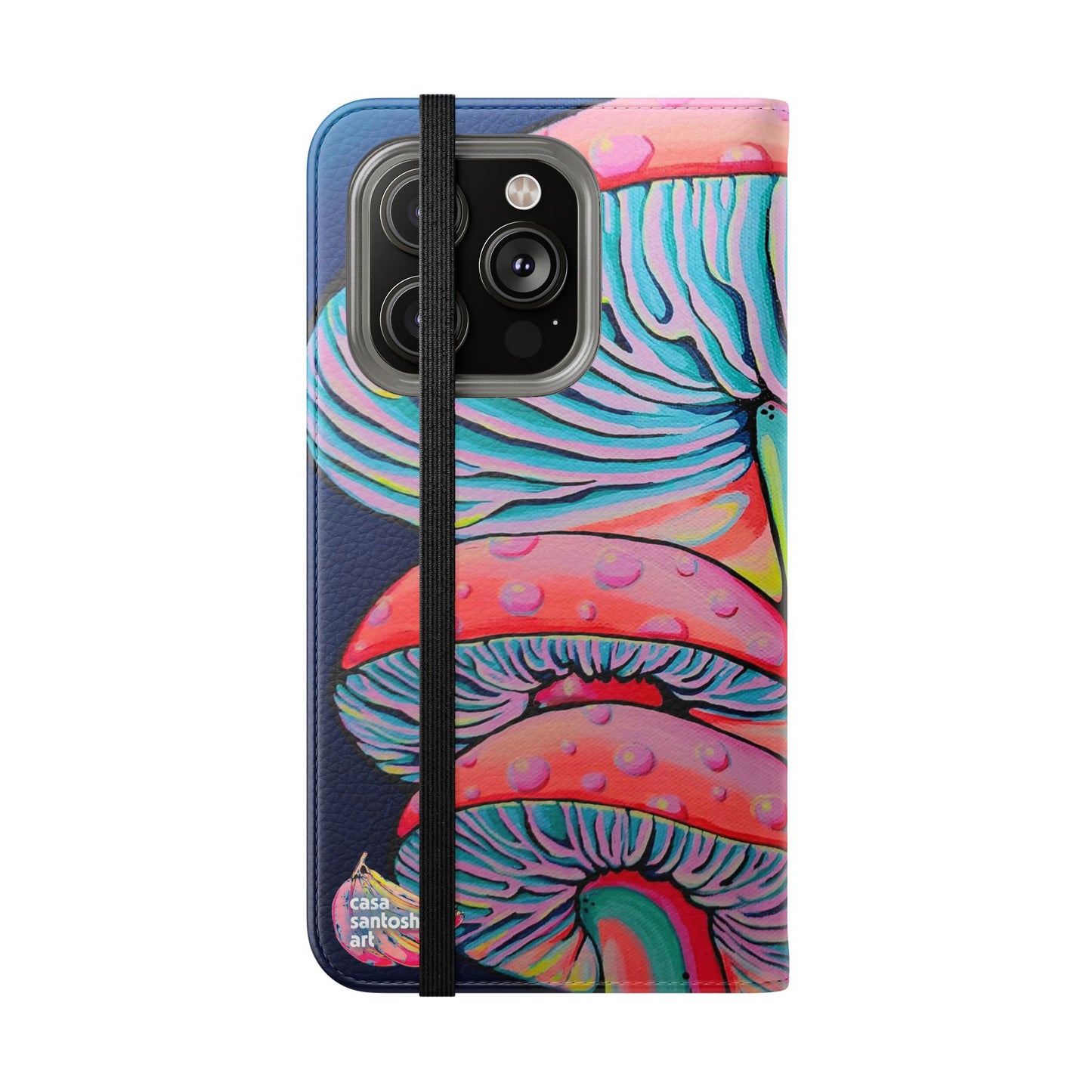 Trippy Mushrooms Flip Phone Case – Wallet Cover with Card Slots