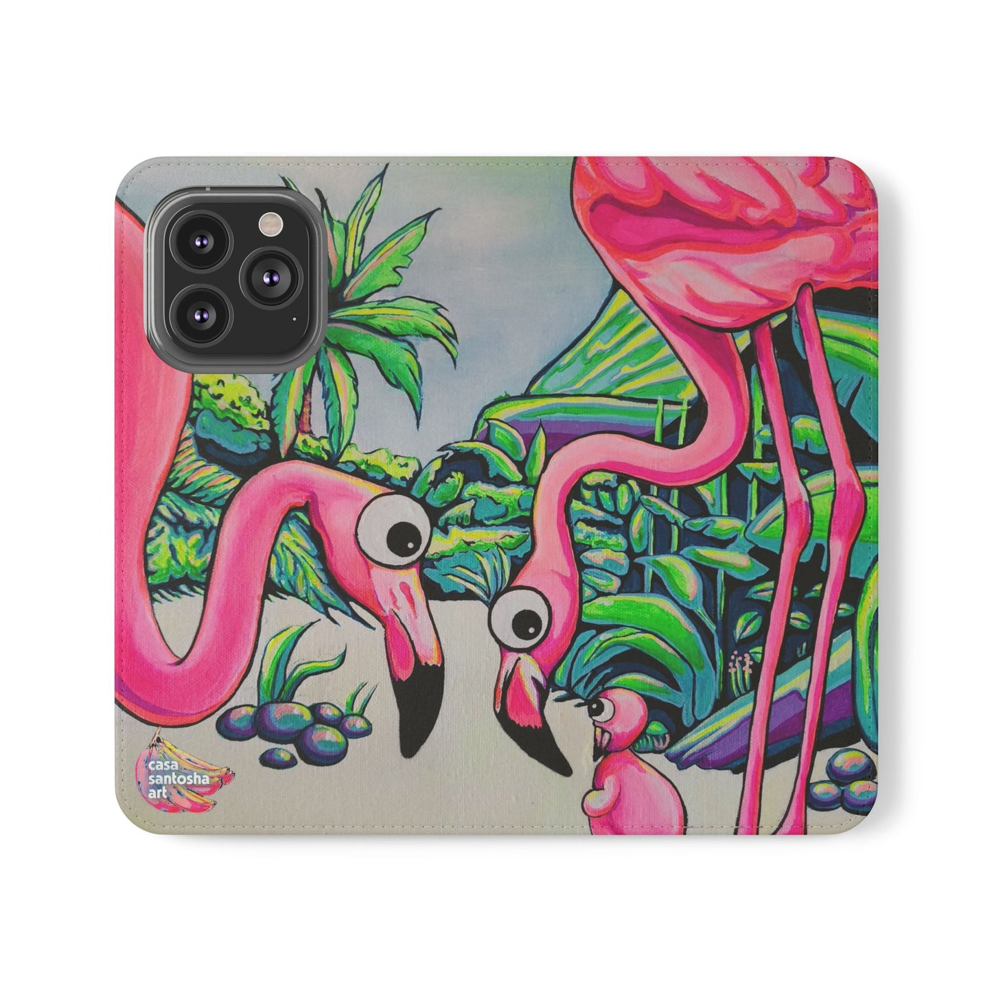 Cyclops Flamingo Family Flip Phone Case – Wallet Cover with Card Slots