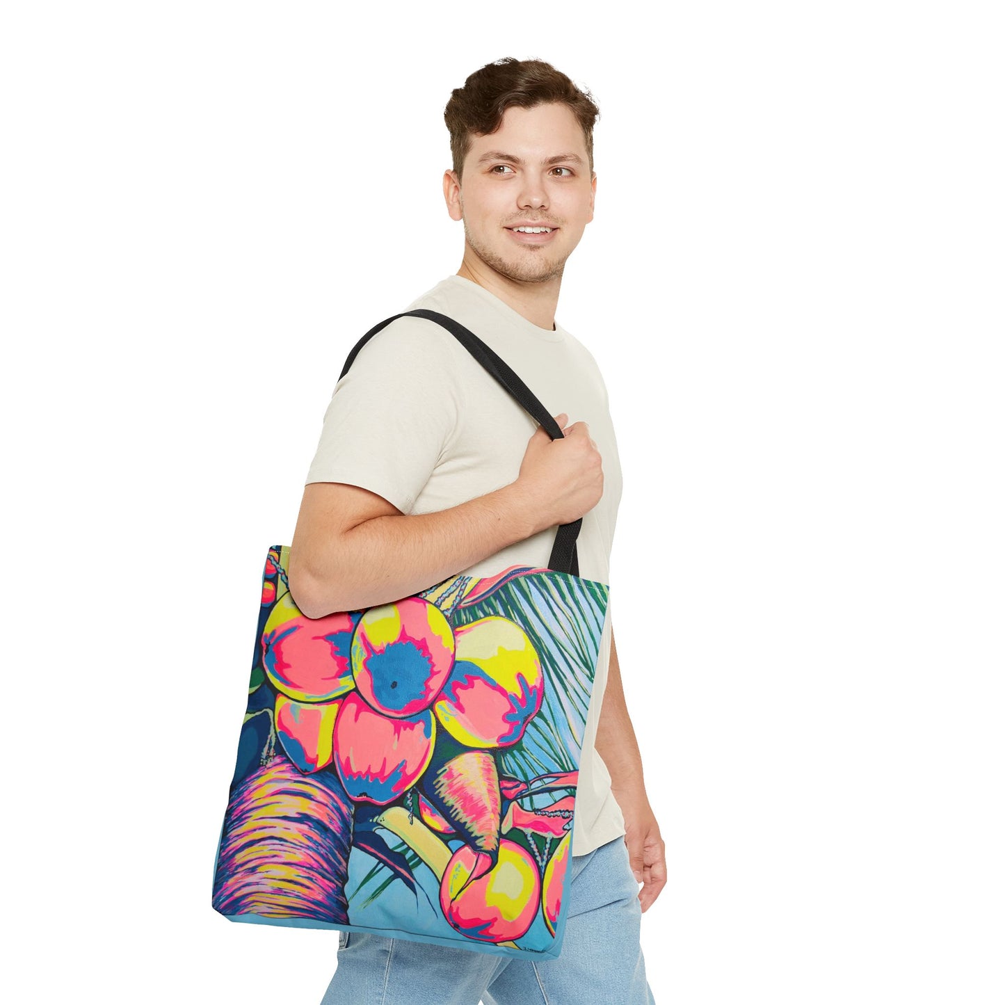 Premium Neon Coconuts Tote Bag, Original Artist Design, Reusable Shopping Tote, Eco-Friendly