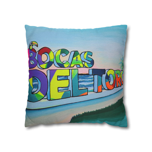 Bocas Del Toro Sign Pillowcase for Throw Pillow, Cover Only