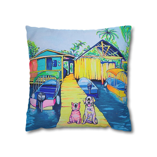 Cyclops Cat and Dog in Bocas Pillowcase for Throw Pillow, Cover Only