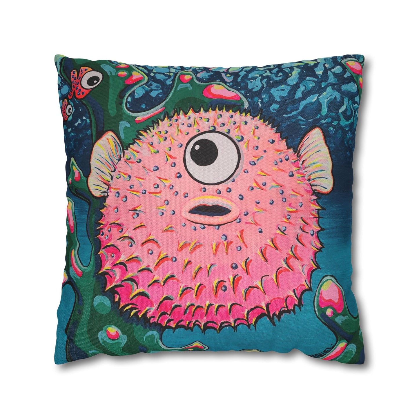 Cyclops Pufferfish Pillowcase for Throw Pillow, Cover Only