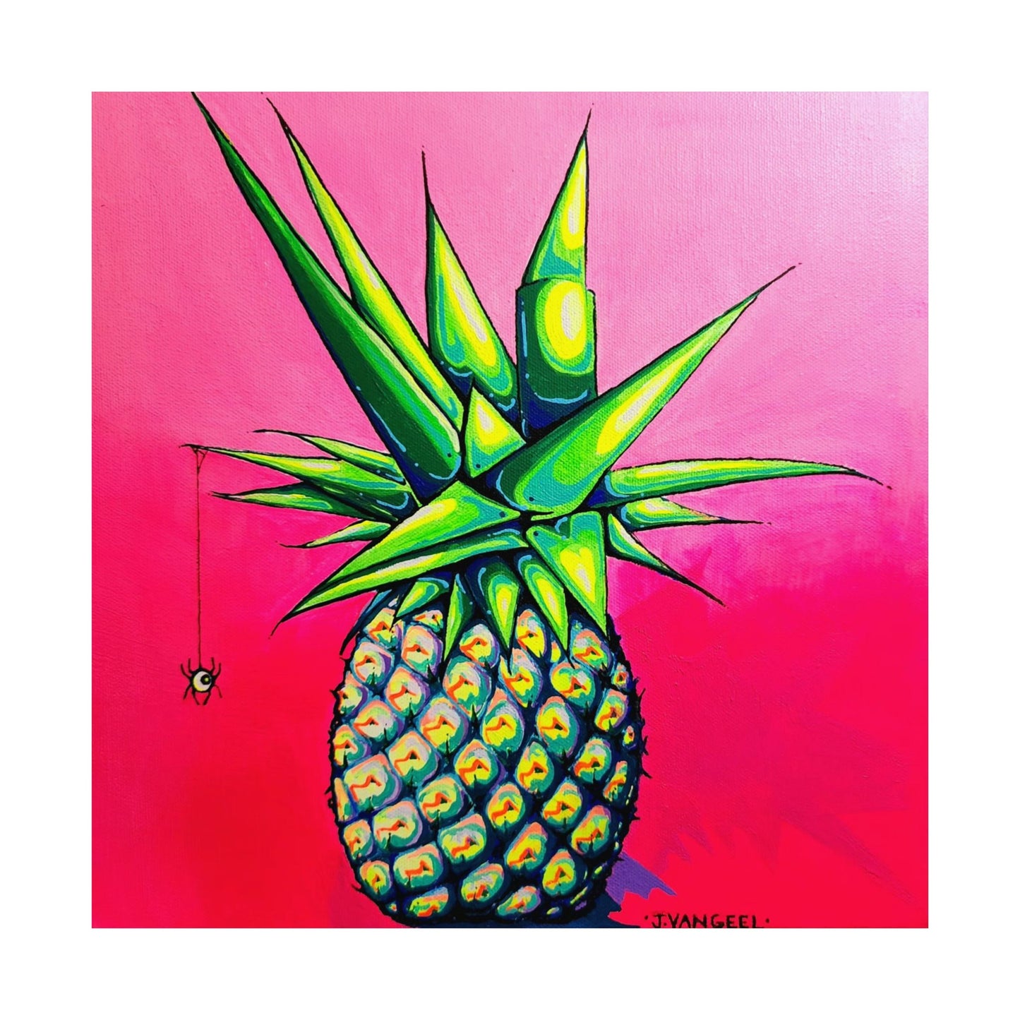 Neon Pineapple Giclée Art Poster