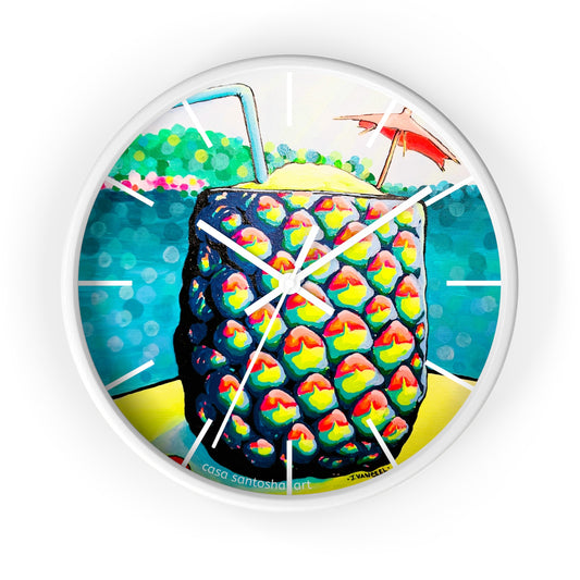 Neon Piña Colada Pop Art Wall Clock