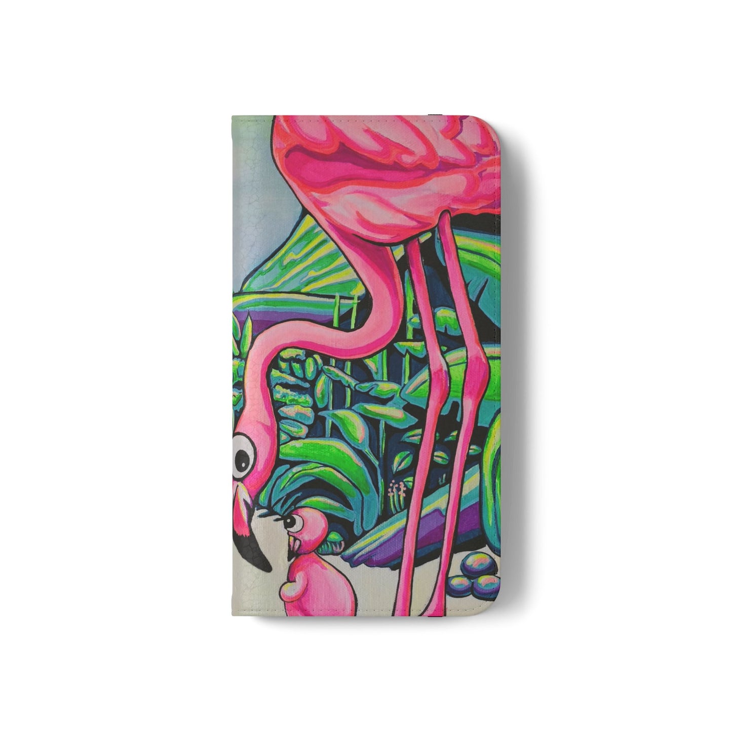 Cyclops Flamingo Family Flip Phone Case – Wallet Cover with Card Slots