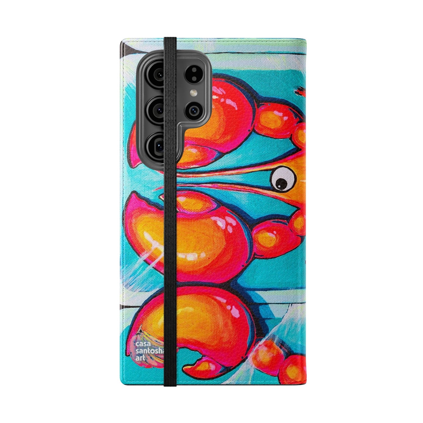 Neon Lobster Flip Phone Case – Wallet Cover with Card Slots