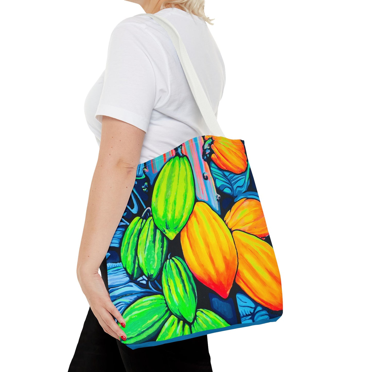 Premium Neon Cacao Tote Bag, Original Artist Design, Reusable Shopping Tote, Eco-Friendly