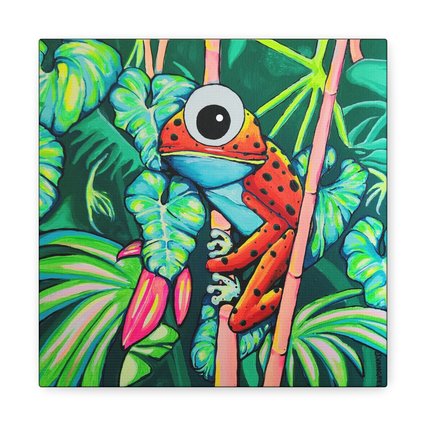 Cyclops Red Frog Canvas Wall Art