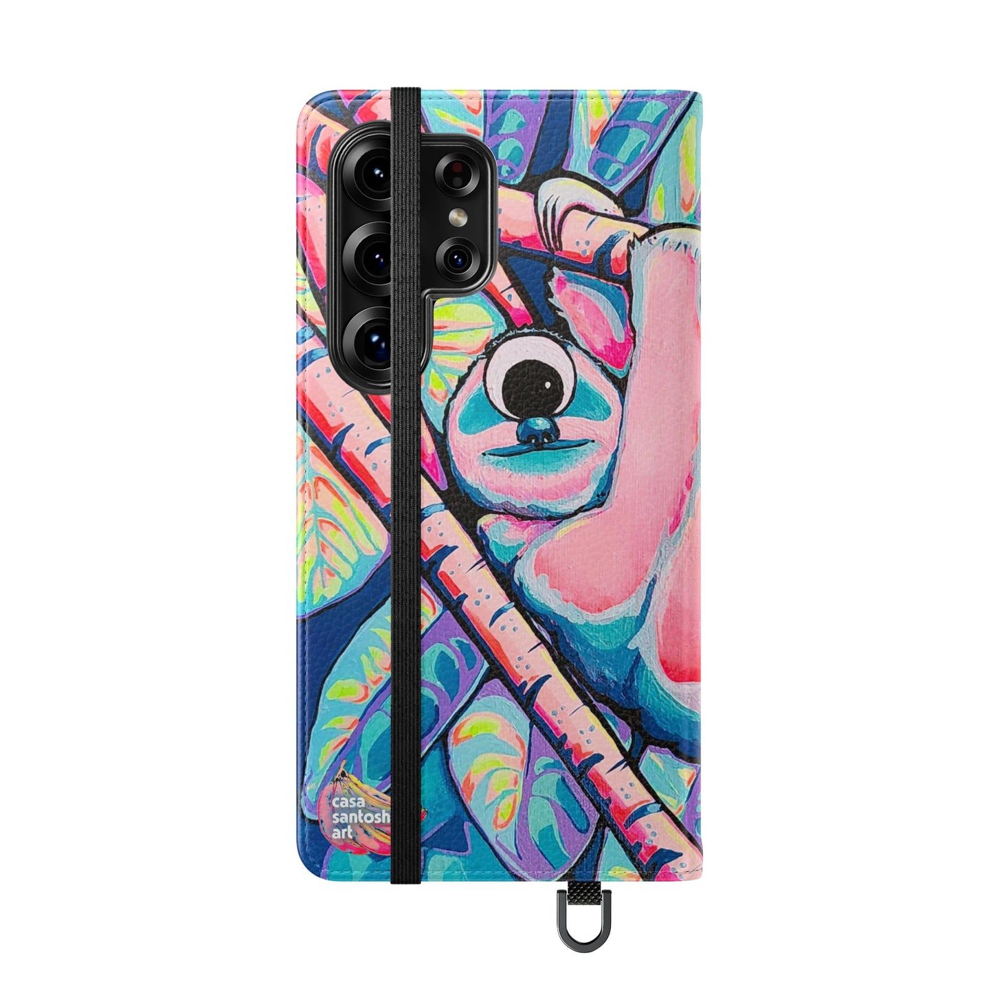 Cyclops Sloth Flip Phone Case – Wallet Cover with Card Slots