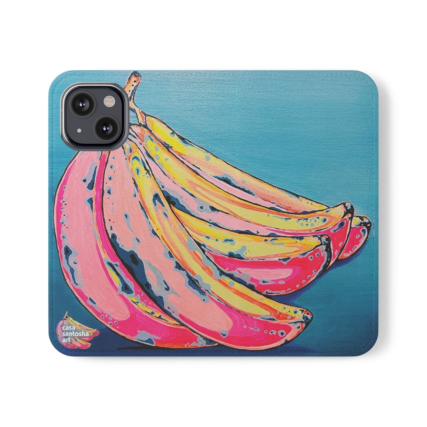 Neon Bananas Flip Phone Case – Wallet Cover with Card Slots