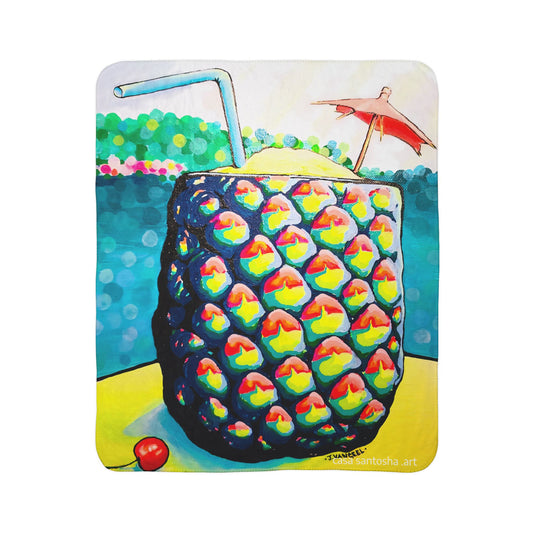 Neon Piña Colada Fleece Sherpa Blanket
