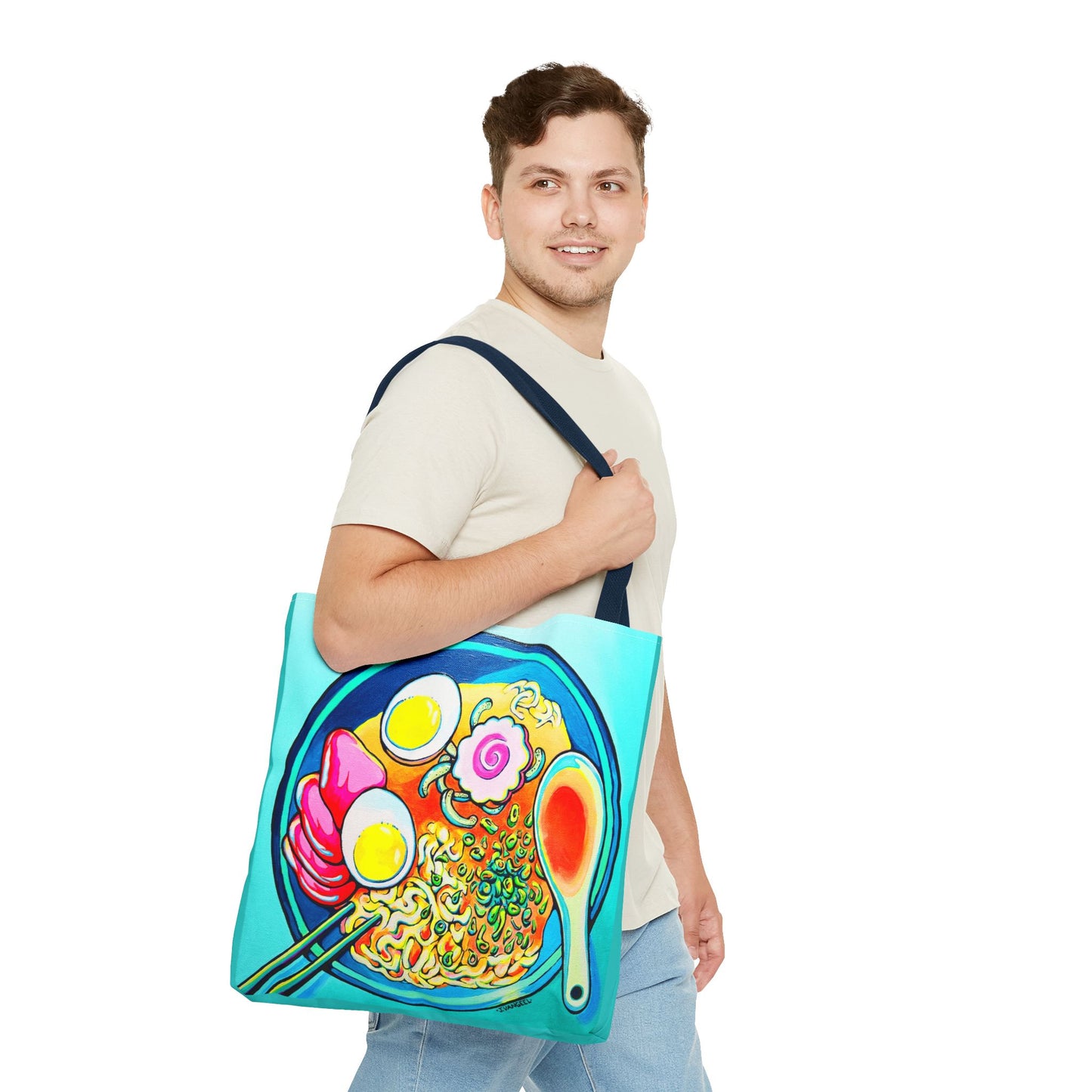 Premium Neon Ramen Tote Bag, Original Artist Design, Reusable Shopping Tote, Eco-Friendly