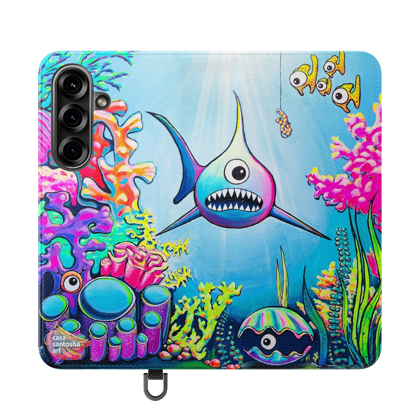 Cyclops Shark Flip Phone Case – Wallet Cover with Card Slots