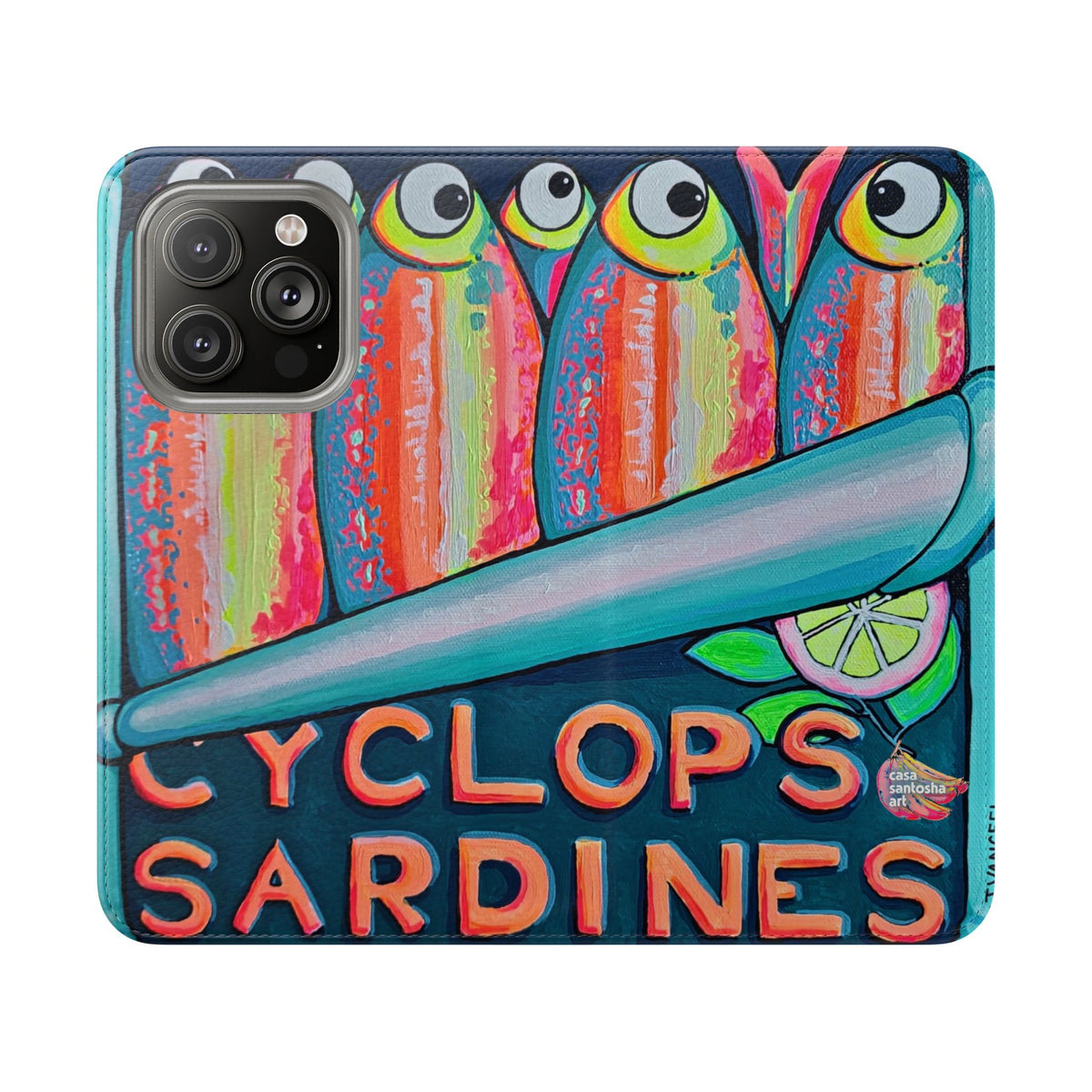 Neon Sardines Flip Phone Case – Wallet Cover with Card Slots