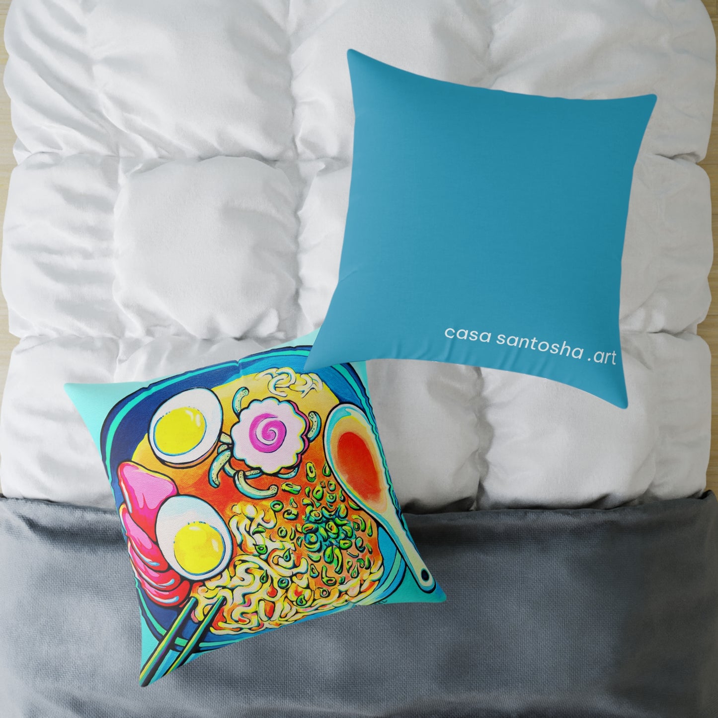 Neon Ramen Art Canvas Decorative Pillow