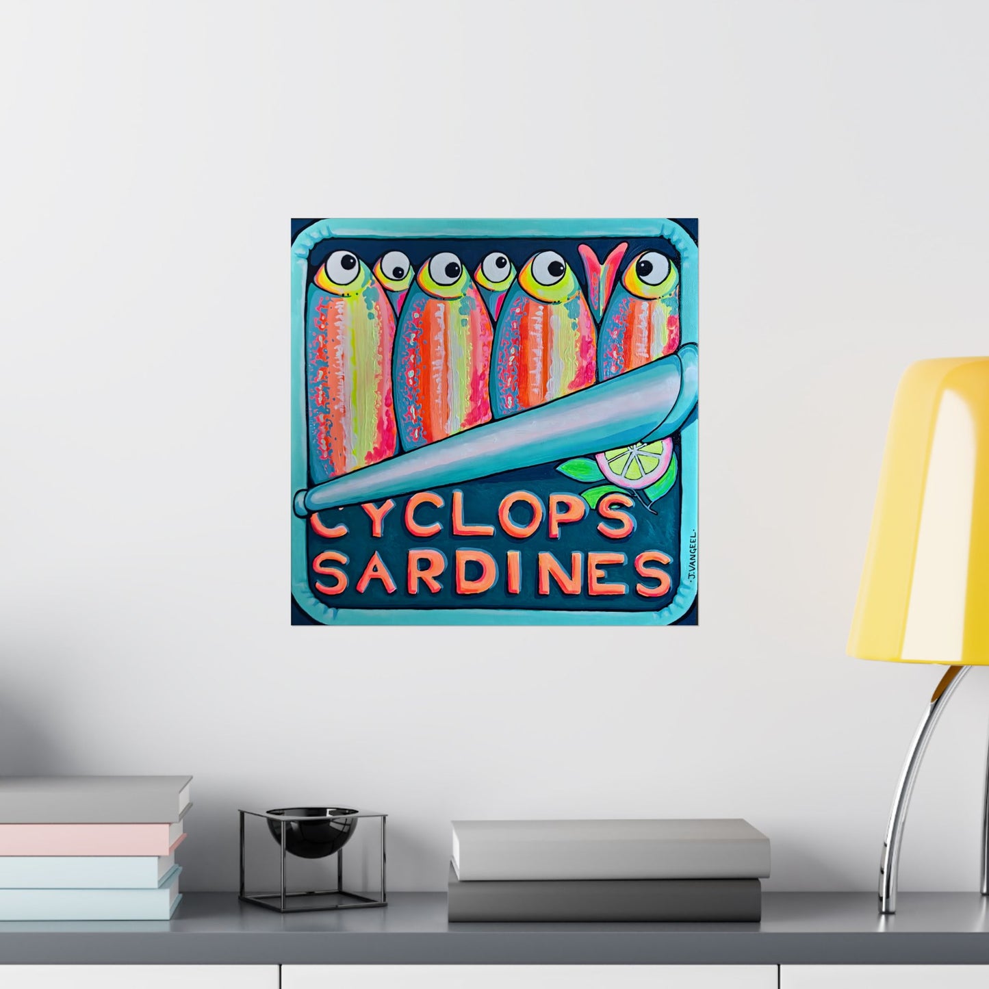 Neon Sardines Giclée Art Poster