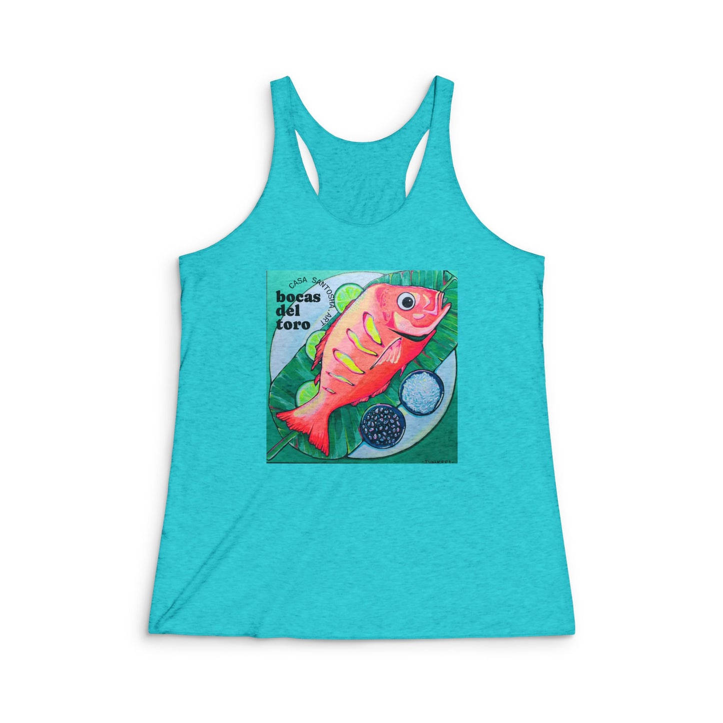 Women's Neon Fried Fish Graphic Racerback Tank
