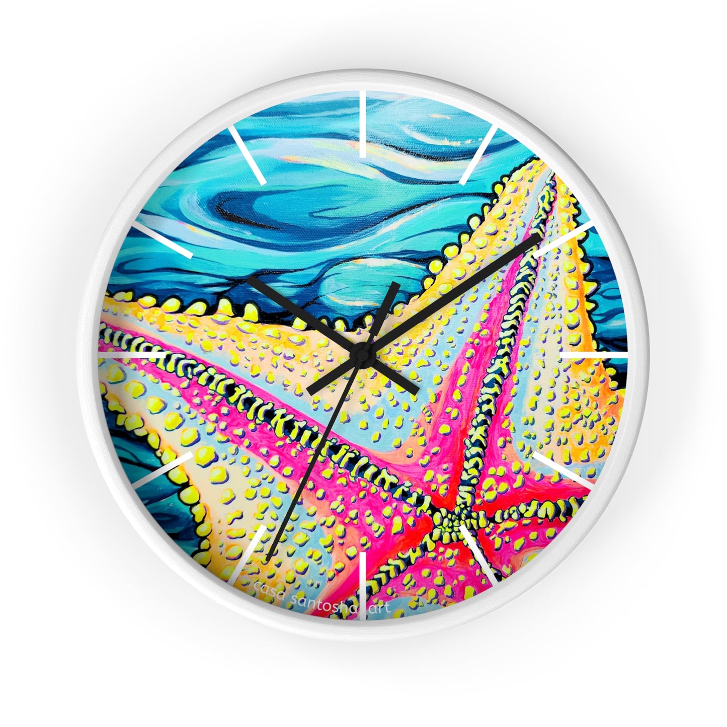 Starfish Beach Bocas Pop Art Wall Clock
