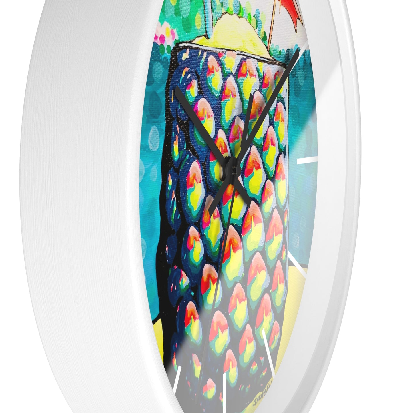 Neon Piña Colada Pop Art Wall Clock
